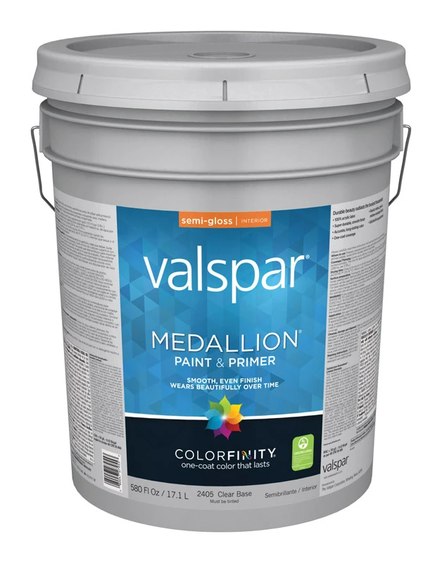 Medallion Semi-gloss Tintable Clear Base Interior Paint 5 Gallon Container