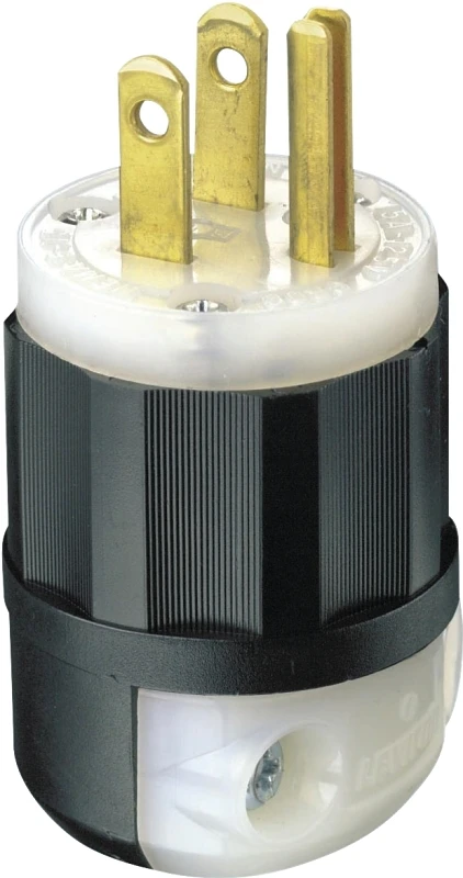 026-05266-0pb Industrial Plug, 15 Amp, 2 Pole, 3 Wire, Black/white