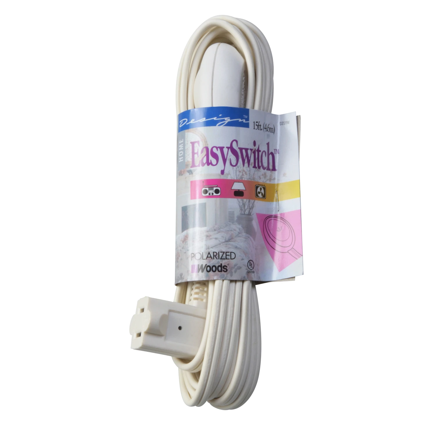 Easy Switch Indoor 15 Ft. L White Extension Cord 16/2 Spt-2 With Remote Switch
