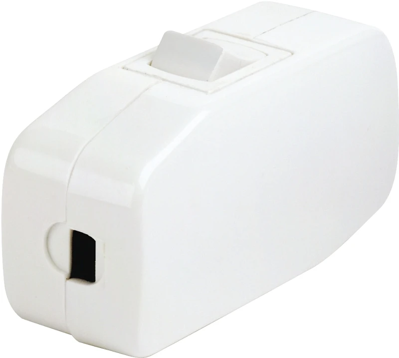 Lamp Cord Switch 125 Volts Single Pole Feed Thru Rocker White