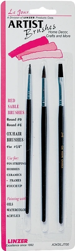 1-1/4 In. Assorted Artist Paint Brush Set - 3 Piece