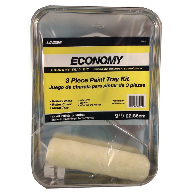 Rs679 9 In. W Regular Paint Roller Kit, 3 Pieces, Metal/plastic, Threaded End