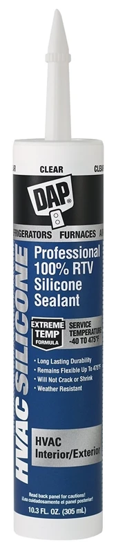 Hvac Silicone Clear 100% Rtv Silicone Sealant 10.3 Oz - Extreme Temperature Formula