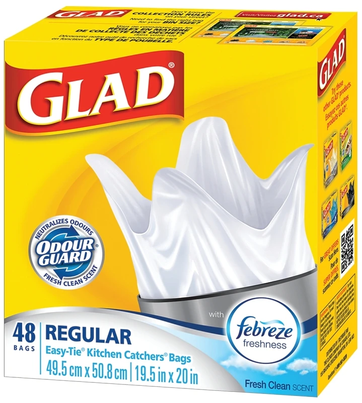 ® Small 25l White Garbage Bags With Febreze Fresh Clean Scent - 48 Count
