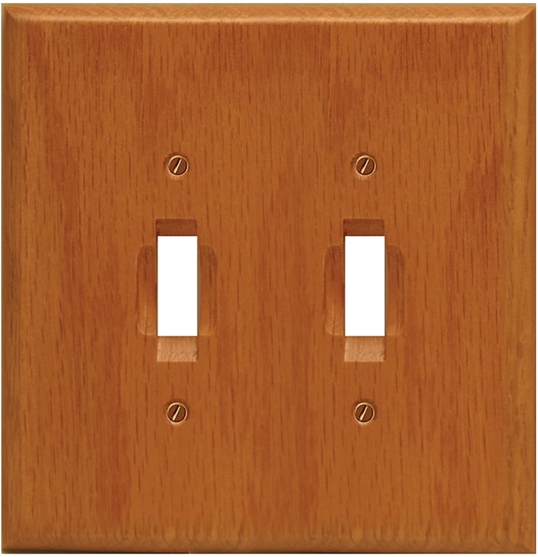 Traditional Light Oak Wood Double Toggle Switch Plate Cover - Model 4-430tt