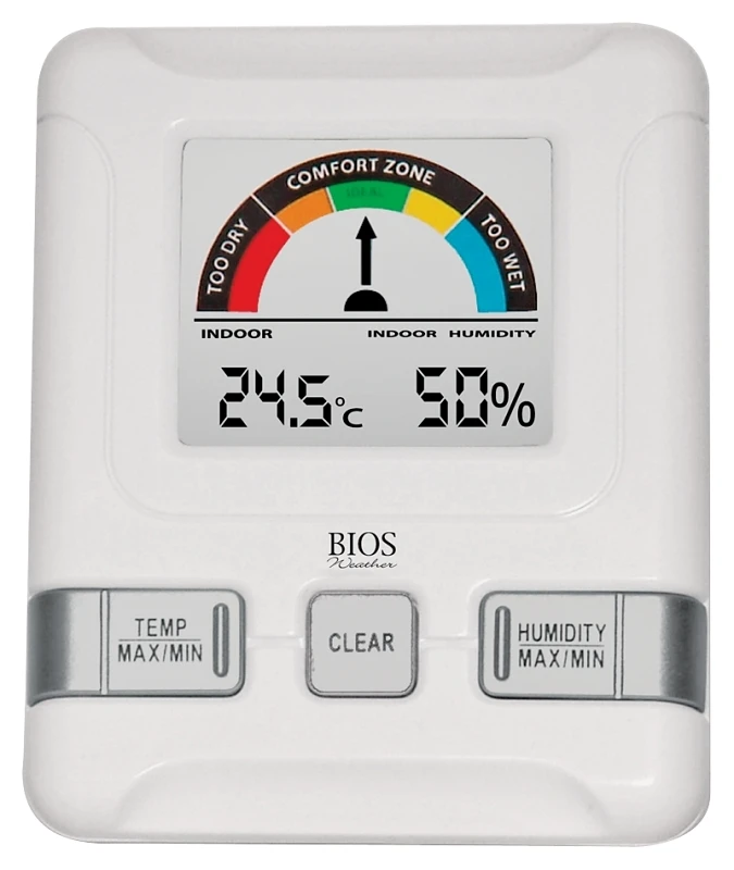Bios Digital Indoor Hygrometer With Comfort Scale, 4.5 X 7.25 X 1.25 Inches