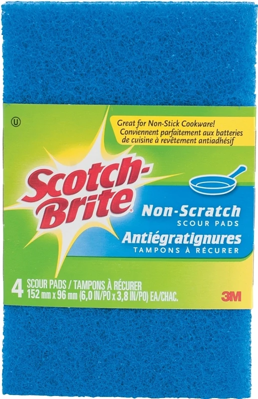 Scotch-brite No Scratch Scour Pads, 4 Pk, 6 In L X 3.8 In W, Blue, Model Sb-4622