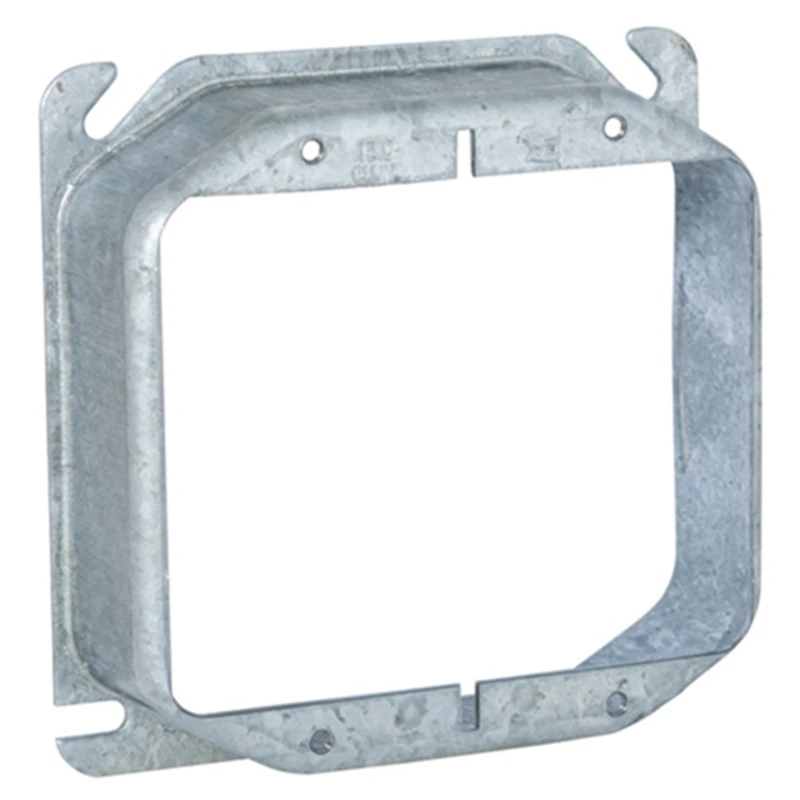 2-gang Square Metal Electrical Box Cover, Model 8781, Galvanized Steel