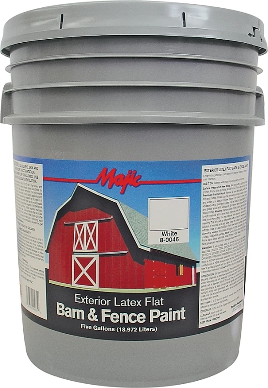 Latex Flat White Barn And Fence Paint 5 Gallon - Model 8-0046-5