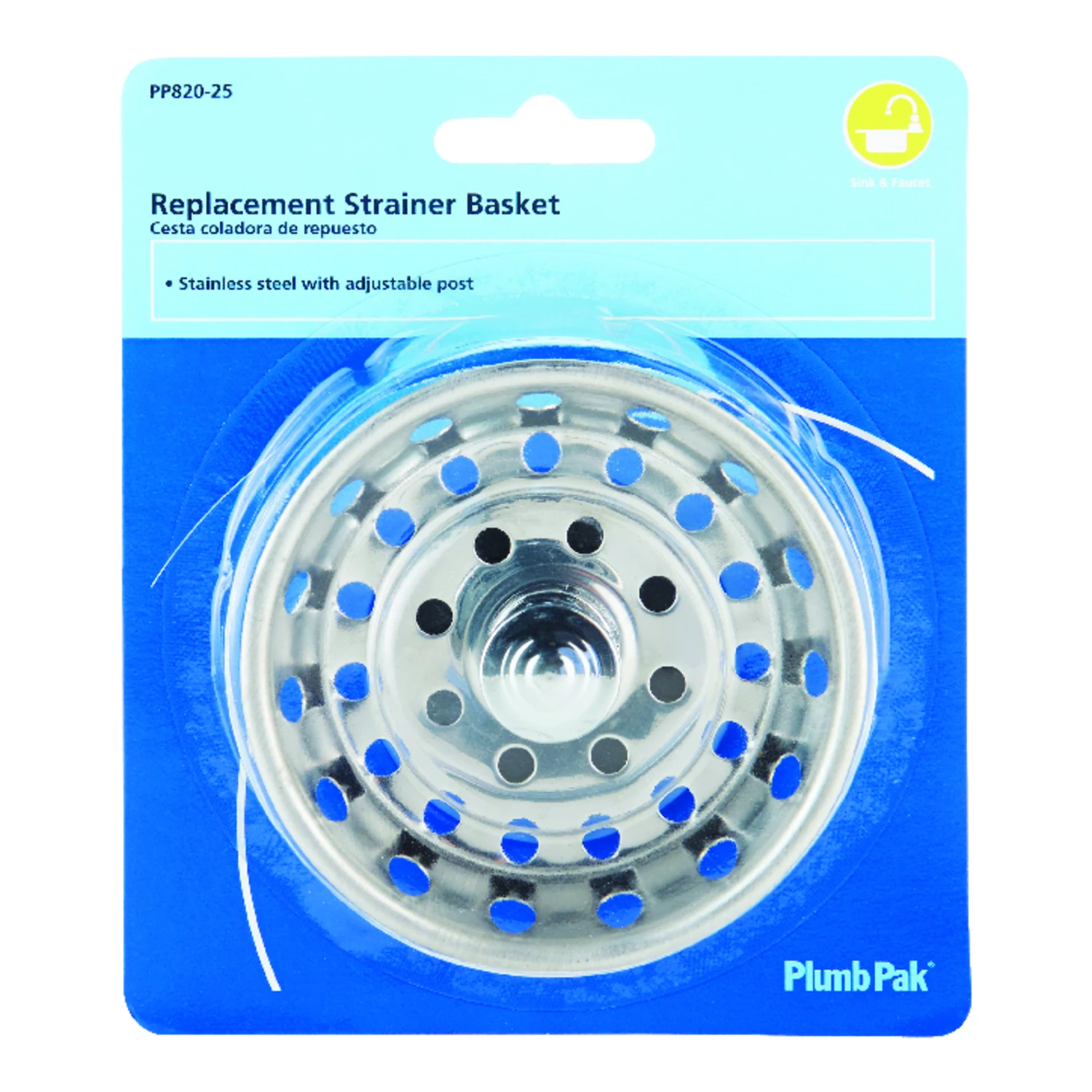 3-1/2 In. Diameter Chrome Stainless Steel Replacement Strainer Basket