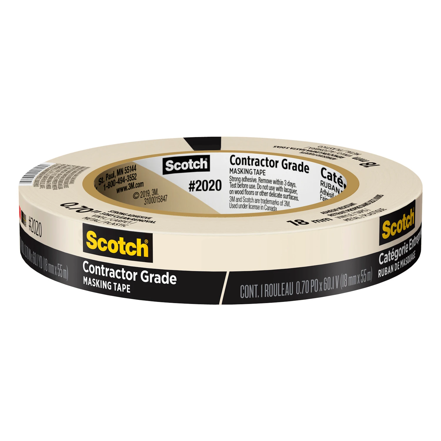 Contractor Grade Masking Tape, 0.70 In. x 60.1 Yd.