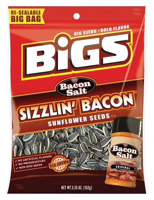 Sizzlin Bacon Sunflower Seeds 5.35 Oz Resealable Big Bag