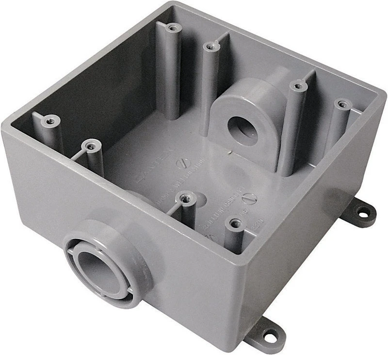 32 Cubic Inch Square Pvc 2 Gang Outlet Box Gray - Model 5133371u