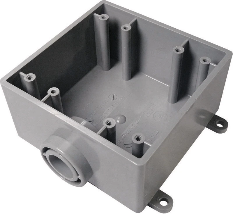 32 Cu In Square Pvc 2 Gang Outlet Box Gray - Model 5133381u