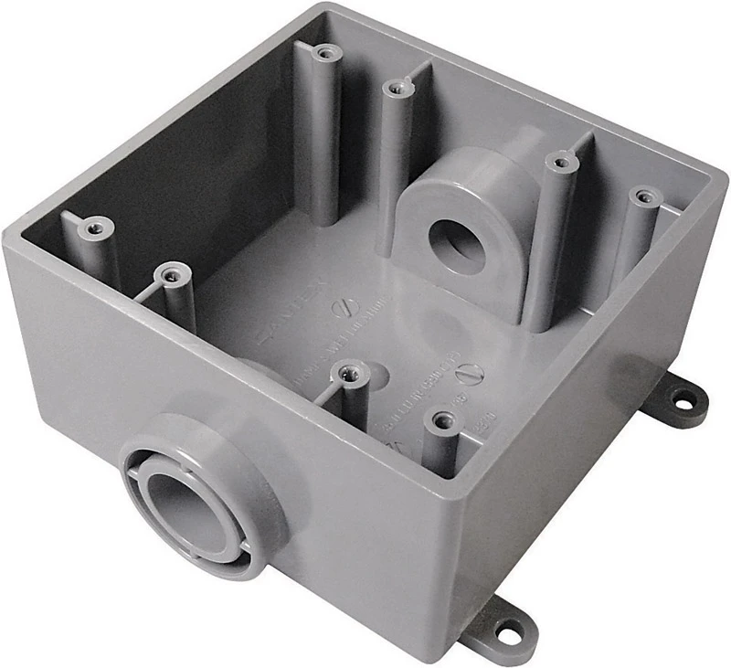 32 Cubic Inch Square Pvc 2 Gang Outlet Box Gray - Model 5133370u
