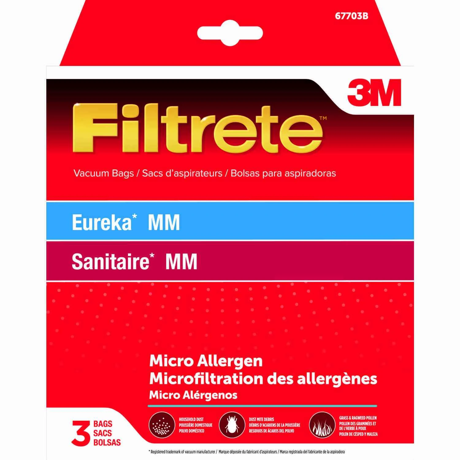 3M Filtrete Vacuum Bag For Eureka/Sanitaire MM Micro Allergen 3 pk