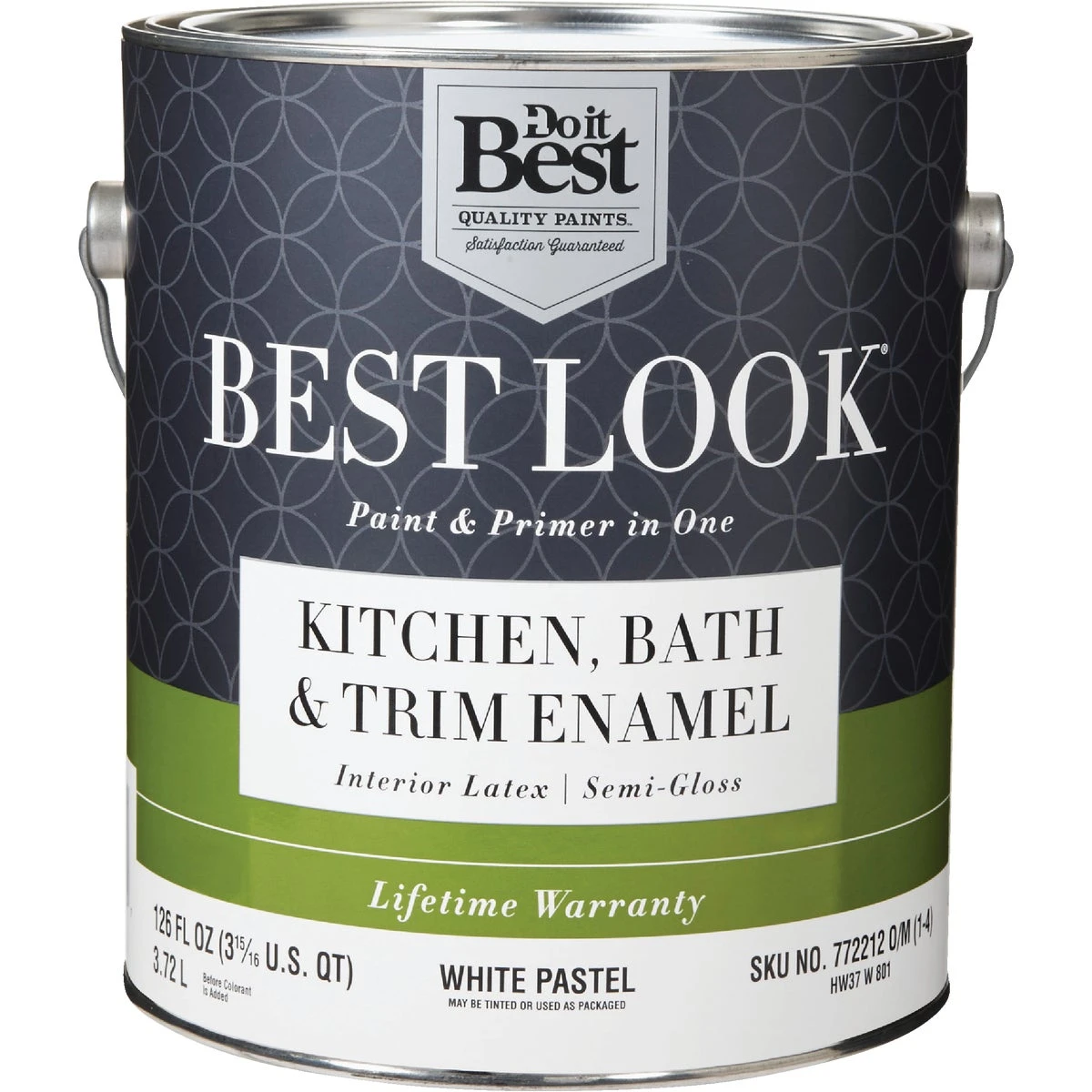 Best Look Latex Paint & Primer In One Semi-gloss Interior Wall Paint, White-pastel Base, 1 Gallon