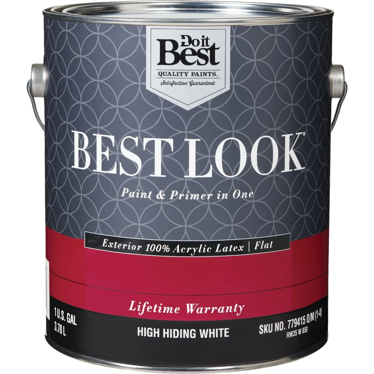 Best Look 100% Acrylic Latex Flat Exterior Paint & Primer, High Hiding White, 1 Gallon