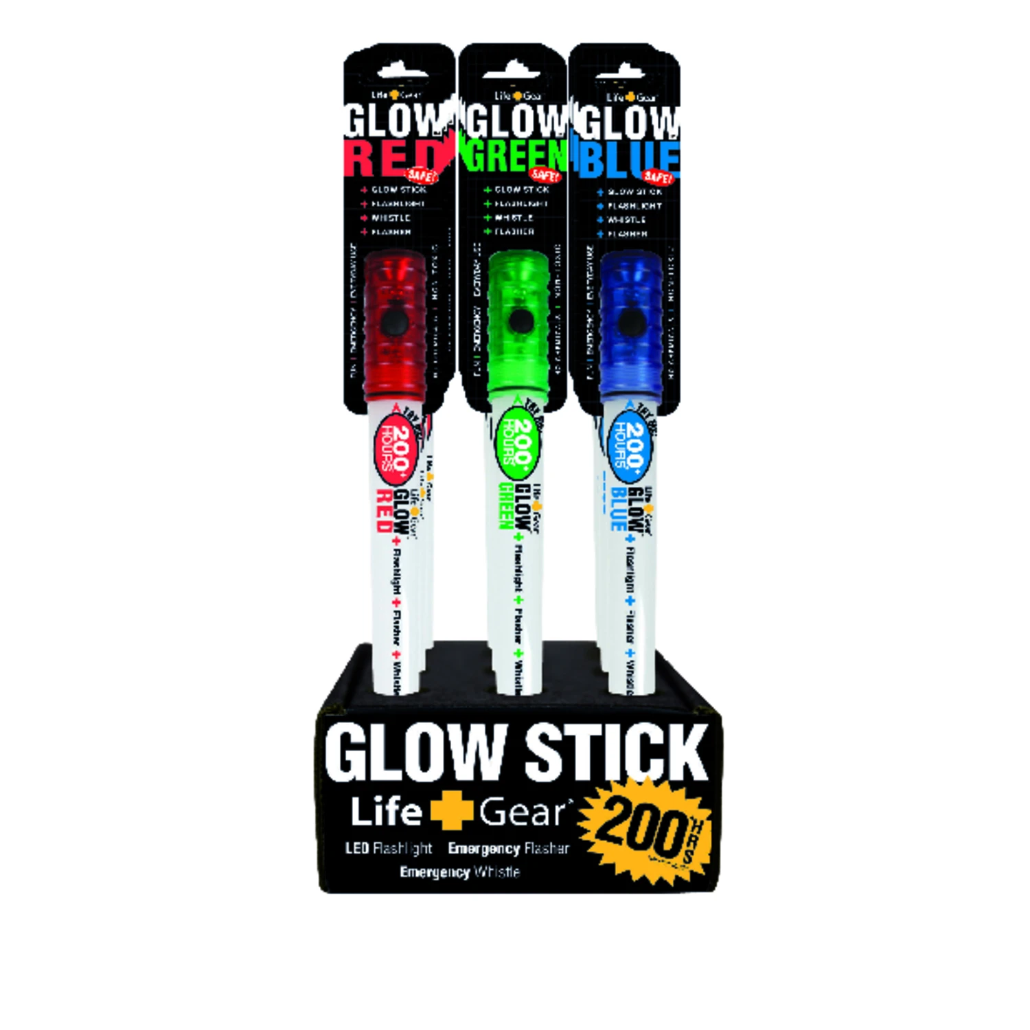 Life+gear 4-in-1 Led Glow Stick Flashlight, Red, Model Lg115, 1 Pk, Water-resistant