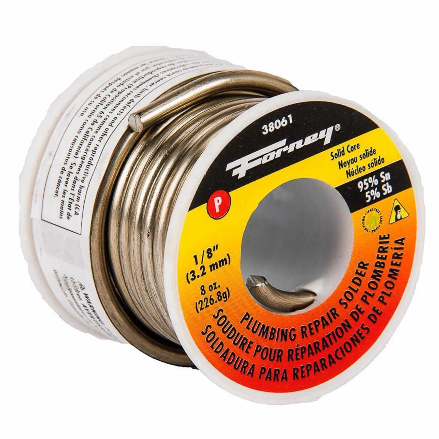 8 Oz Lead-free Solid Wire Solder 0.13 In. D Tin/antimony 95/5