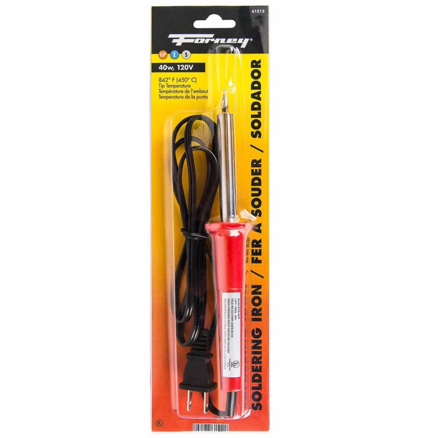 40 Watt Corded Soldering Iron Model 61512 With Interchangeable Tips