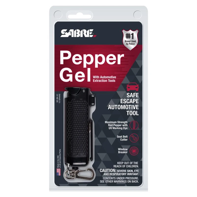 Safe Escape Black Plastic Gel Pepper Spray With Seatbelt Cutter And Window Breaker