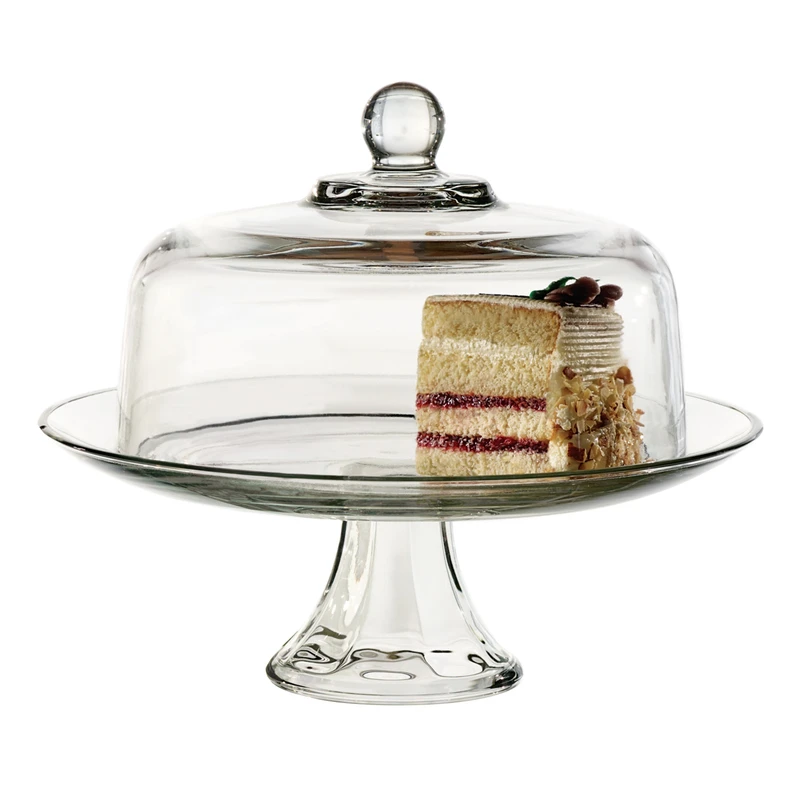 13 In. Clear Glass Round Cake Plate/dome Set With Gift Box