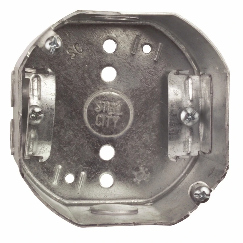 4 In. 22.5 Cu In Octagon Galvanized Steel Electrical Ceiling Box Silver