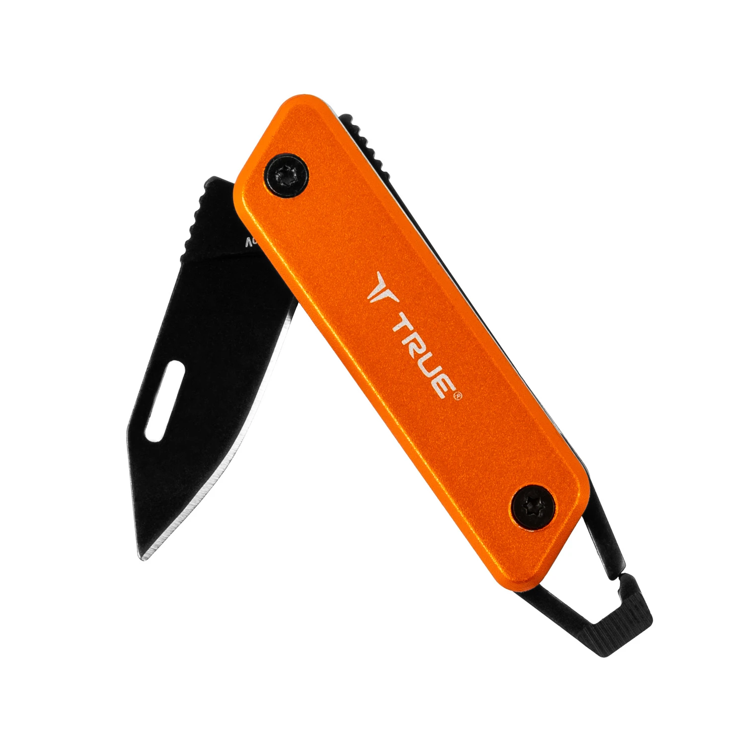 True Orange 8cr13mov Stainless Steel 4.5 In. Modern Folding Knife With Carabiner Clip