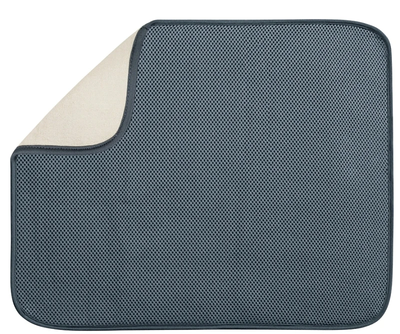 16 In. W X 18 In. L Microfiber Drying Mat In Blue And Pewter