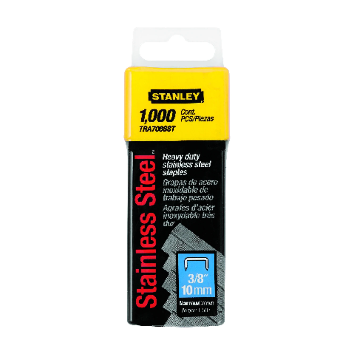 T50 3/8 In. L Narrow Crown Heavy Duty Staples 1000 Pk, Model Tra706sst