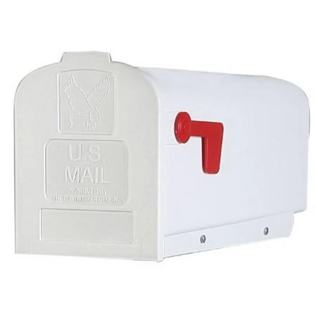 Pl10w0201 Standard Size White Plastic Rural Mailbox - U.s. Postmaster Approved