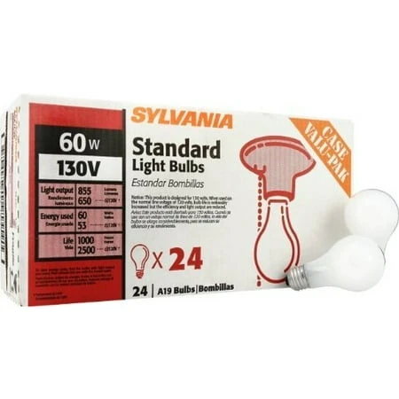 SYLVANIA 24-Pack 60-Watt A19 Medium Base Soft White Dimmable Incandescent Light Bulbs