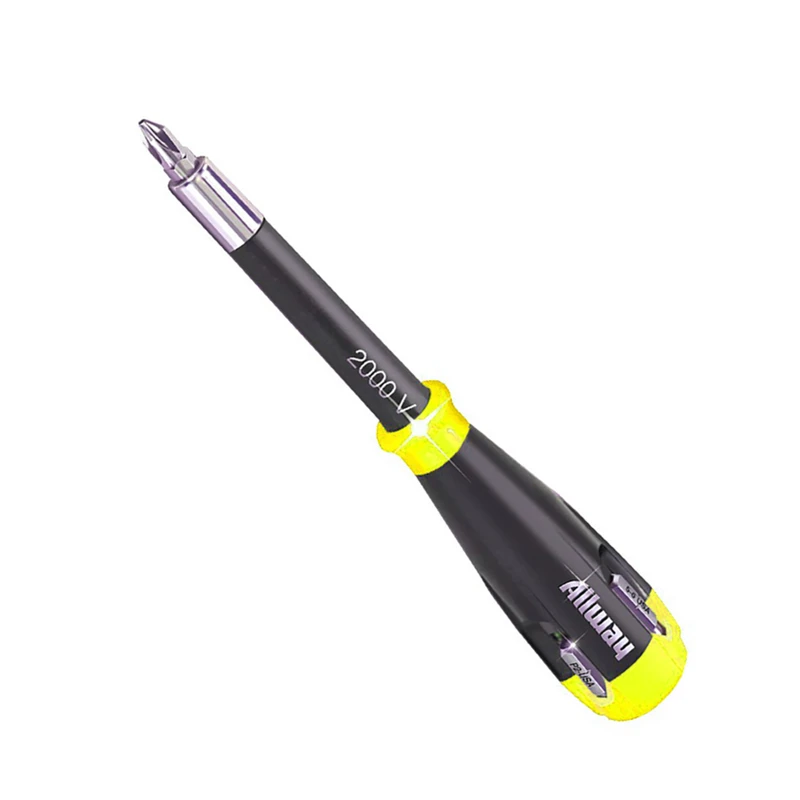 Shockproof 4-in-1 Screwdriver 6 In. With Magnetic Tip And Ratcheting Functionality