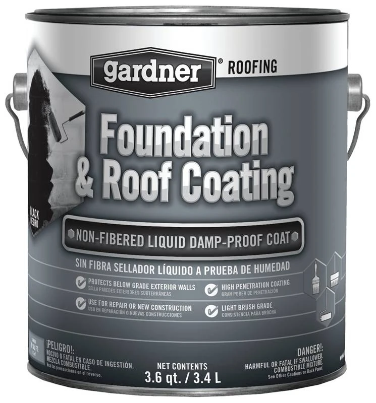 Gardner 0121-ga Black Non-fibered Roof And Foundation Coating, 3.4 L Pail