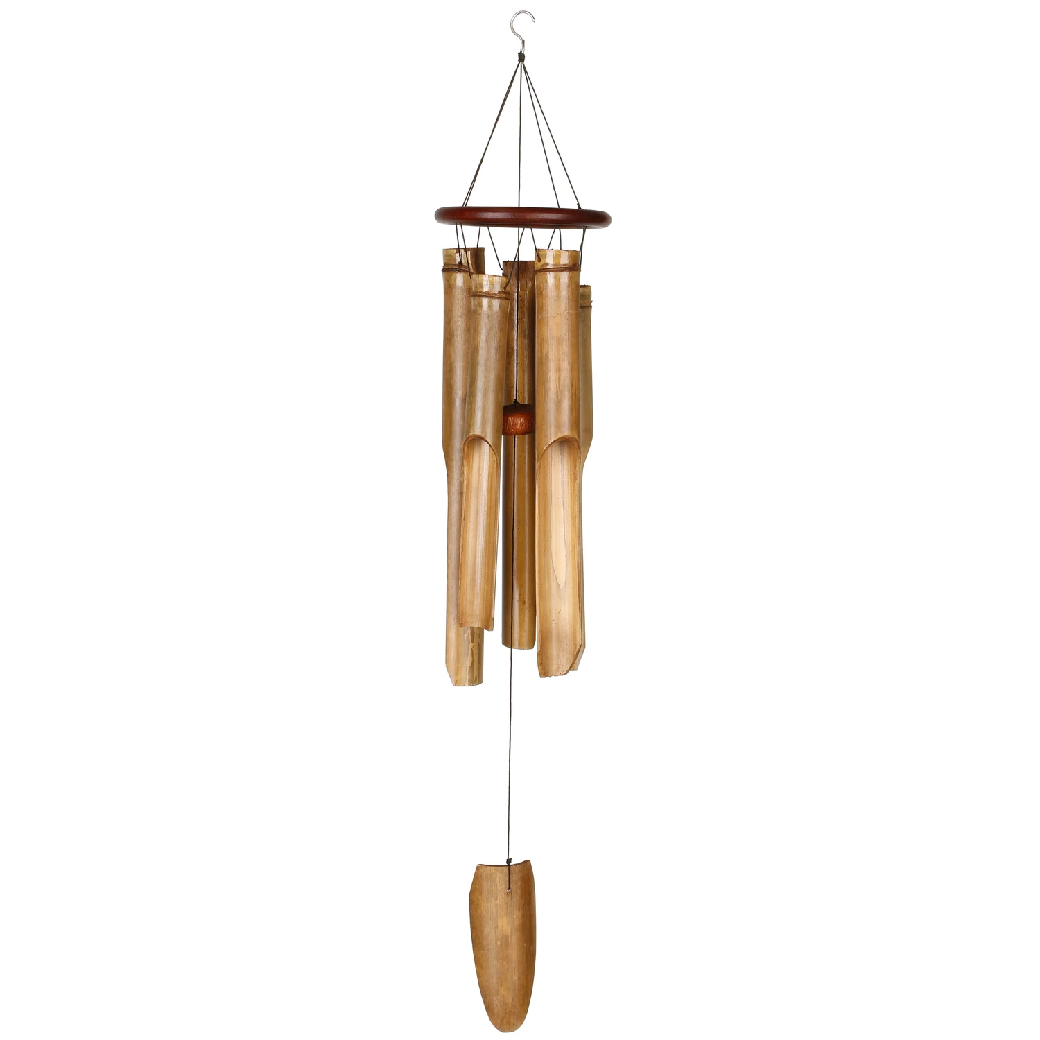 Bamboo 35 In. Cocoa Ring Wind Chime - Handcrafted Musical Decor