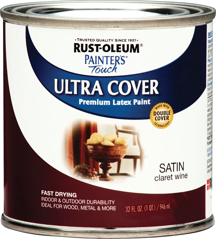 Painter's Touch Satin Claret Wine Paint, 240286, 1 Qt Can, Pack Of 2