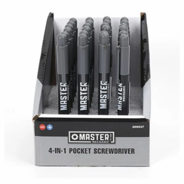 4-Inch 4-in-1 Pocket Screwdriver with Multiple Bit Options