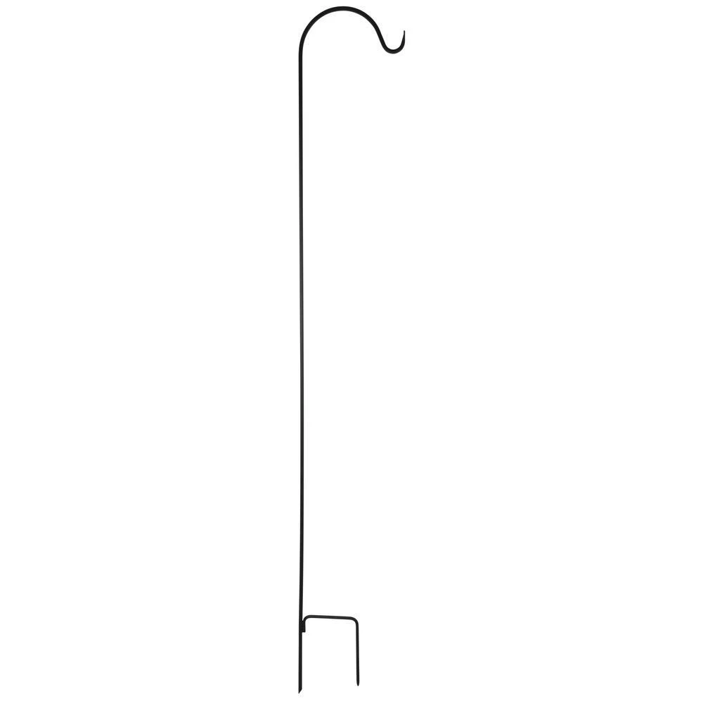 64-inch Black Steel Shepherd's Hook For Planters And Garden Decor