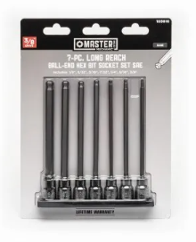 7-Pc. SAE Long Ball End Socket Set