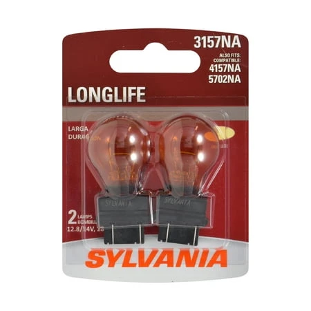 3157A Long Life Miniature Amber Bulb, 3157NALL BP2, 2-Pk.