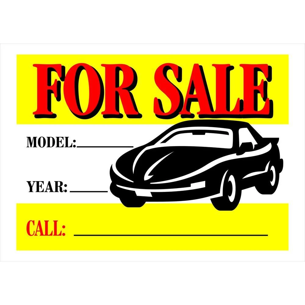 Hillman Group 842116 10 x 14  Yellow Automobile for Sale Sign (6 pack)