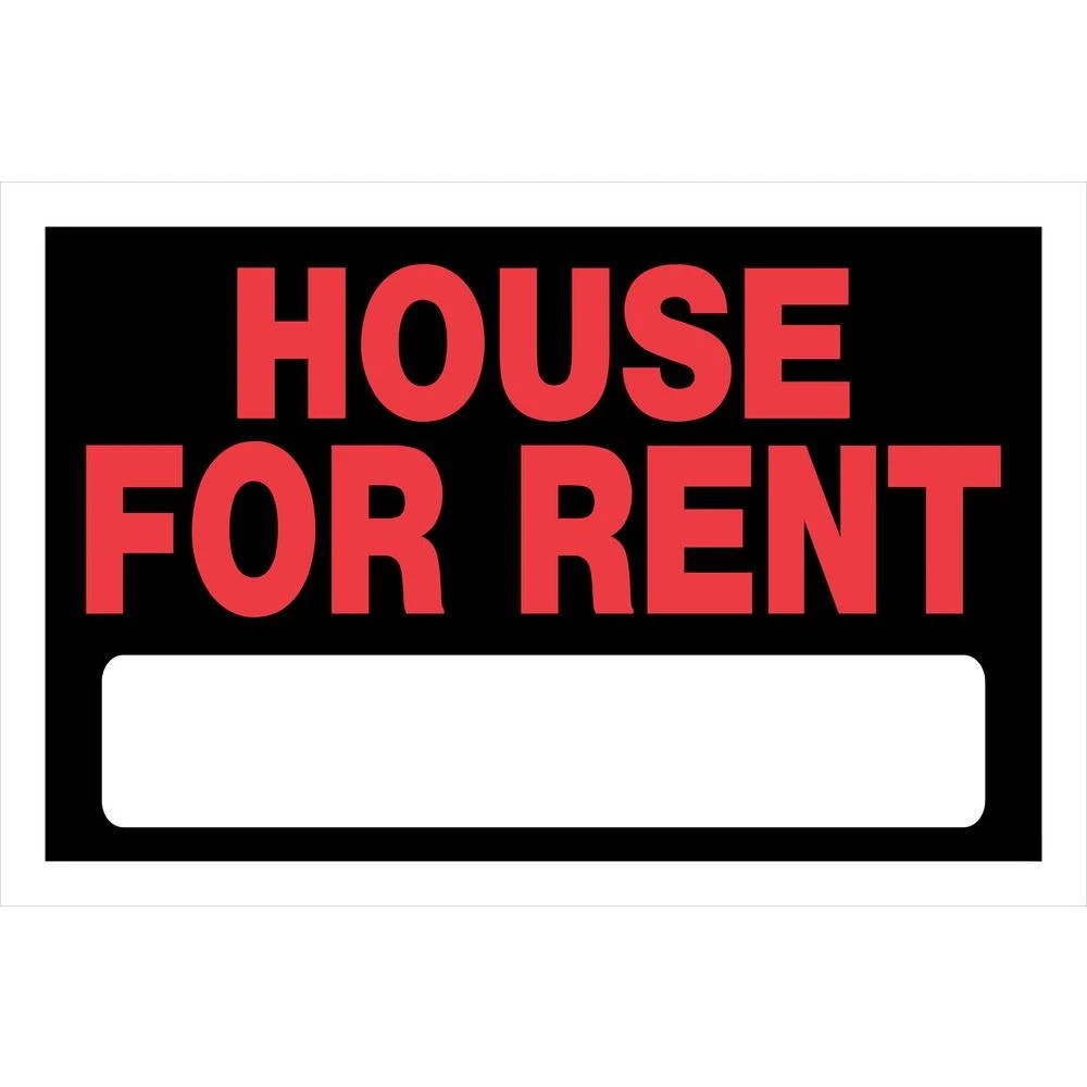 8 In. X 12 In. Red & Black Plastic House For Rent Sign - Model 839934