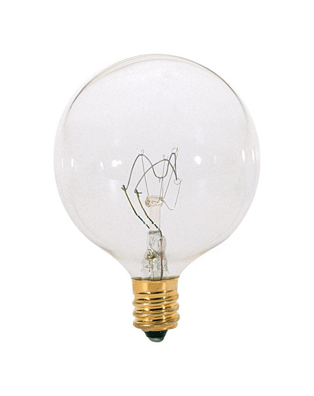Satco 25 watts G16.5 Decorative Incandescent Bulb E12 (Candelabra) Soft White 1 pk