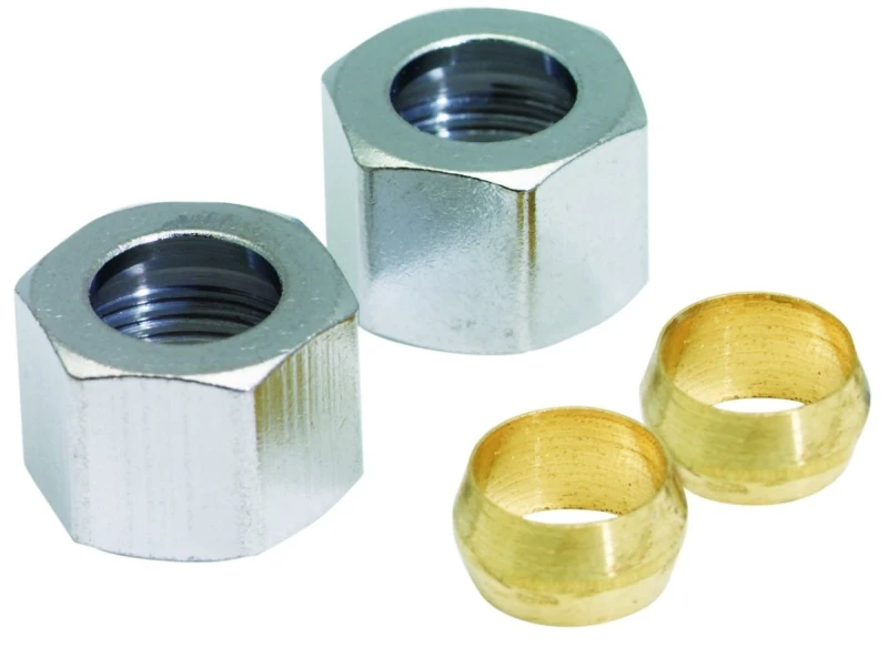 3/8 In. Compression Brass Coupling Nut - Chrome Plated, Lead Free