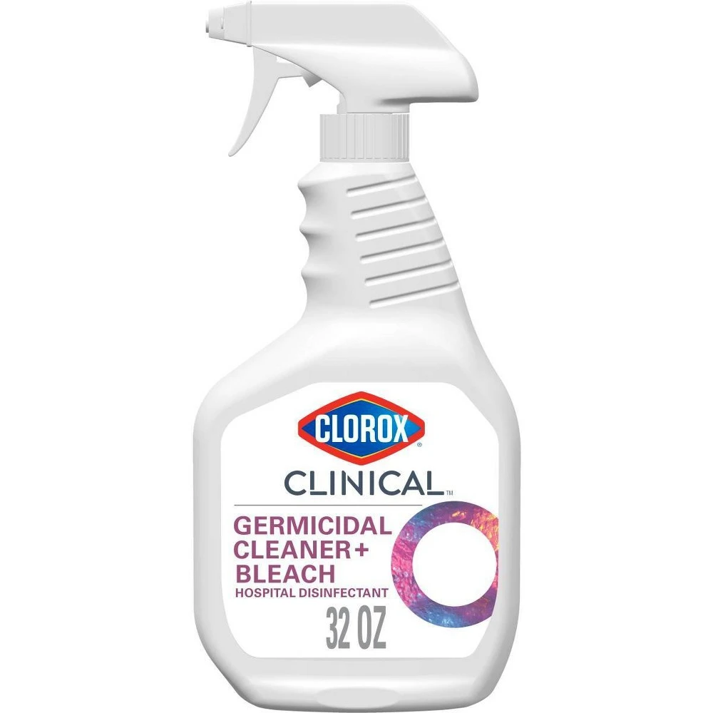 Clinical Germicidal Cleaner + Bleach Spray, 32 Oz. - Hospital Disinfectant