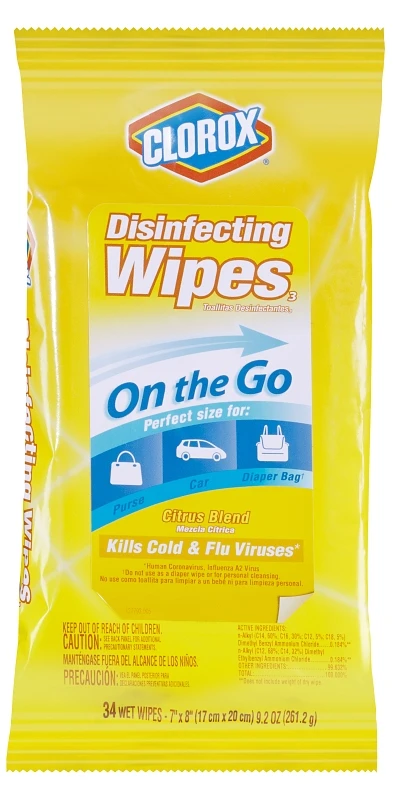 Disinfecting To Go Wipes, Crisp Lemon Scent, 9-Ct.