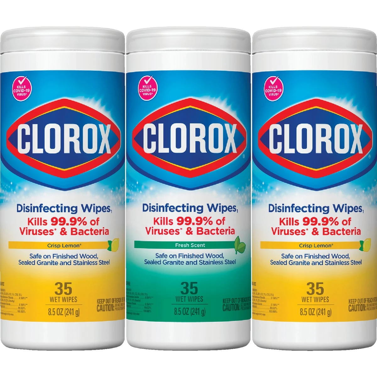 Disinfecting Wipes Tub (3-pack, 35 Ct. Each, Fresh & Lemon Scent)