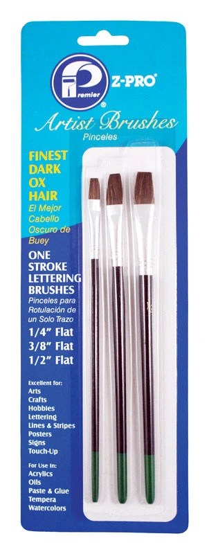 3-Pc. Ox-Hair Lettering Paint Brush