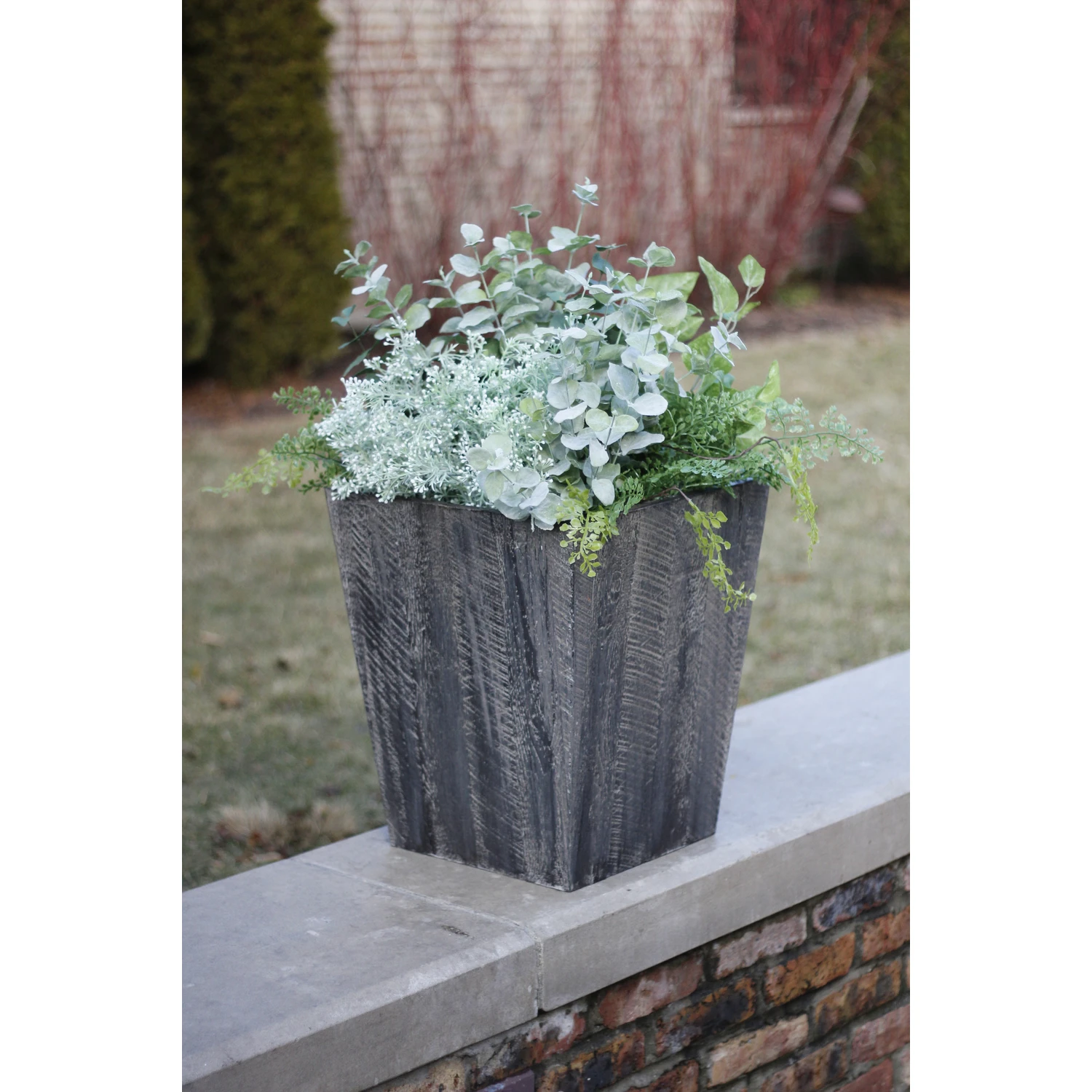 Farmington 18 In. H X 16 In. W X 16 In. D Gray Resin Planter